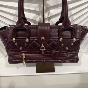 Burberry Quilted Leather Satchel in Deep Burgundy
